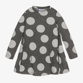 Mayoral Grey Spot Dress with Zipped Pockets Style 4976
