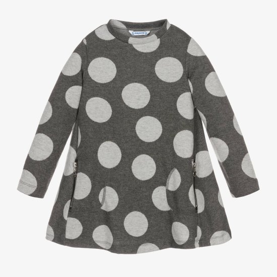 Mayoral Grey Spot Dress with Zipped Pockets Style 4976