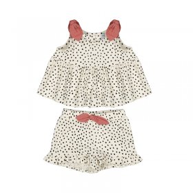 Mayoral Dotty Smock Top & Shorts Set Style 1228 - Chickpea
