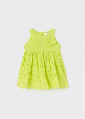 Mayoral Broderie Anglaise Bow Dress Style 1962 - Lime