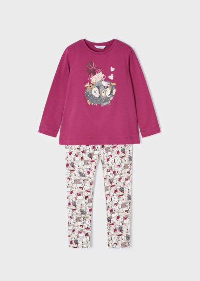 Mayoral L/S Puppy Top and Leggings Set Style 4777 - Raspberry