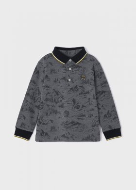 Mayoral Polo Shirt Mountain Print Style 4176 - Fossil