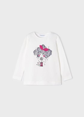 Mayoral L/S T-Shirt with Girl Print Style 4035 - Off White