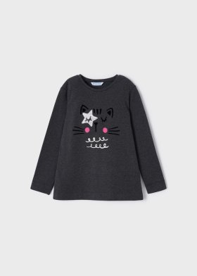 Mayoral L/S T-Shirt with Cat Sequin Print Style 4035 - Lead