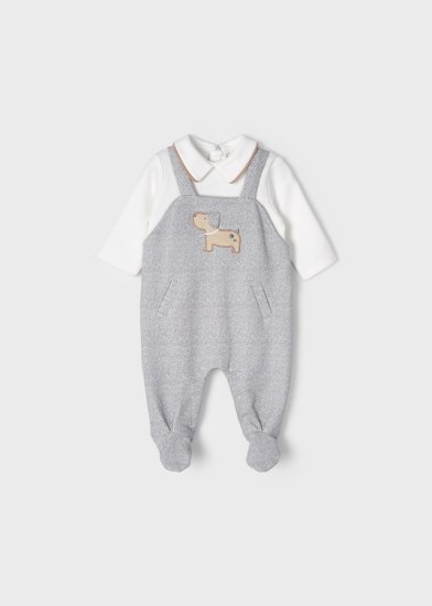 Mayoral L/S Romper with Dog Applique Style 2619 - Moon Grey