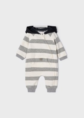 Mayoral Striped/Hooded Romper with Animal Hood Style 2622 - Fog