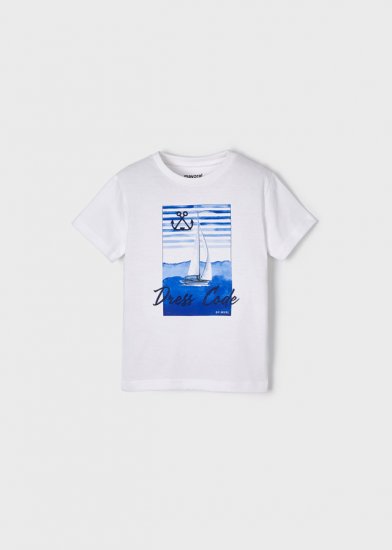 Mayoral White T-Shirt with Yacht Print Style 3001 - Aquarium