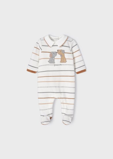 Mayoral Striped Romper Style 2625 - Natural/Caramel