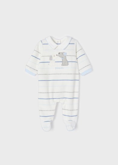 Mayoral Striped Romper Style 2625 - Nat/Sky Blue