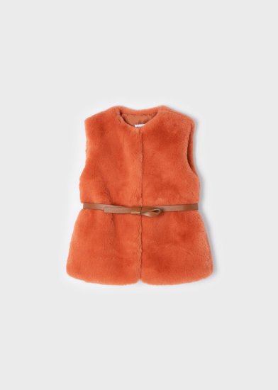 Mayoral Faux Fur Gilet with Belt Style 4312 - Orange