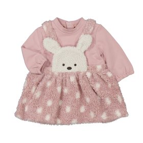 Mayoral Fleece Dungaree Skirt Suit Bunny Style 2881 - Blush