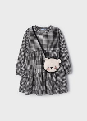 Mayoral L/S Gingham print Dress and Bag Style 4968 - Black