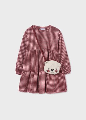 Mayoral L/S Gingham Dress with Bag Style 4968 - Redcurrant