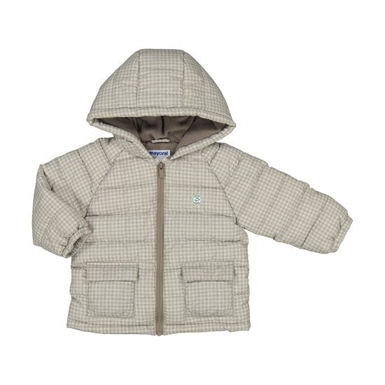 Mayoral Hooded Padded Check Coat Style 2469 - Latte