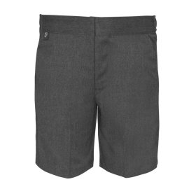 Grey Slim Fit Shorts with Half elastic waist