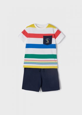 Mayoral S/S Stripe T-Shirt & Shorts Set Style 3658 - Red