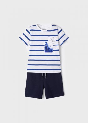 Mayoral Stripe T-Shirt & Shorts Set Style 3651 - Navy Blue