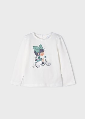 Mayoral L/S T-Shirt Girl/Bike Print Style 4025 - Natural & Jade