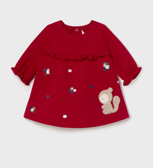 Mayoral L/S Dress with Squirrel Style 2885 - Cherry Red