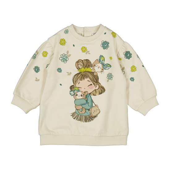 Mayoral Girl Print Sweatshirt Dress Style 2922 - Chickpea