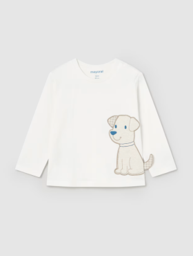 Mayoral L/S Interactive Puppy T-Shirt Style 2043 - Cream