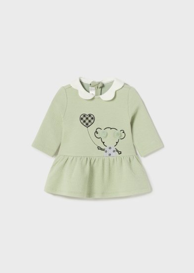 Mayoral Green Tea Dress with Applique Detail Style 2839