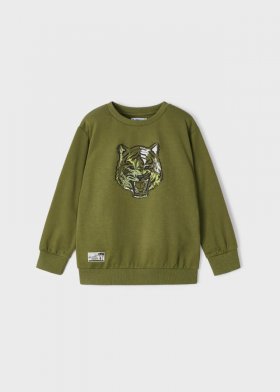 Mayoral Sweatshirt with Tiger Head Print Style 3448 - Olive