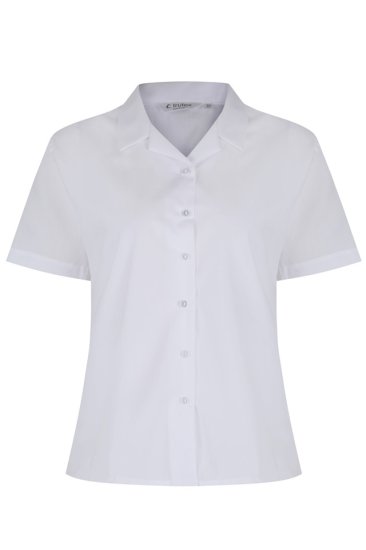 Girls White Short Sleeved Rever Collar Blouse - Twin Pack