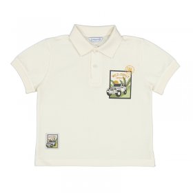 Mayoral Jungle Patch Detail Polo Shirt Style 3106 - Milk
