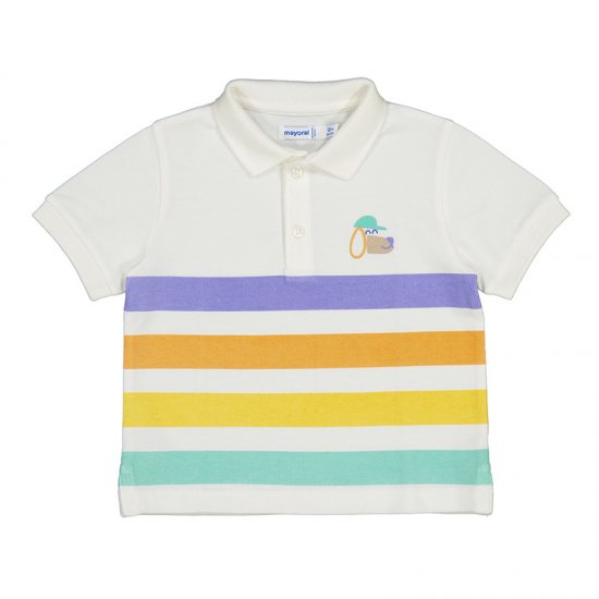 Mayoral Stripe S/S Polo Shirt Style 1108 - Cream Multi