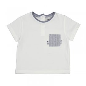 Mayoral S/S T-Shirt with Striped Pocket Style 1017 - White