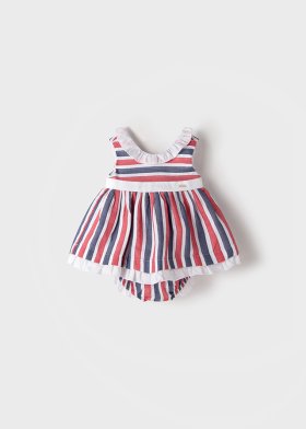 Mayoral Striped Dress with Matching Knickers Style 1847 - Red
