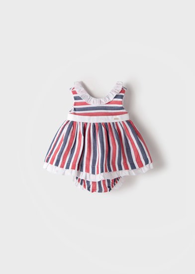 Mayoral Striped Dress with Matching Knickers Style 1847 - Red