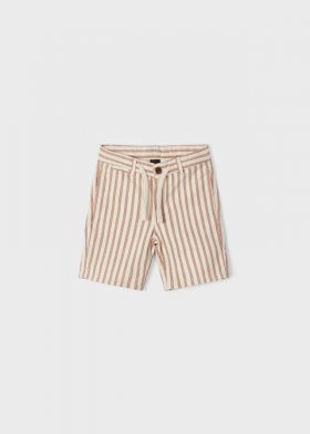 Mayoral Striped Bermuda Shorts Style 3230 - White/Camel Stripe