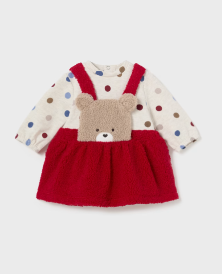 Mayoral Teddy Face Borg Dress Style 2881 - Cherry