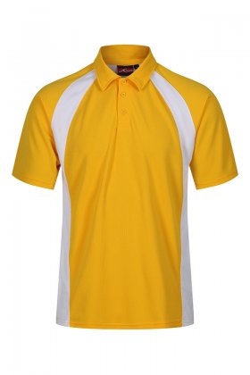 Amber/White Sports Polo - Solid Colour