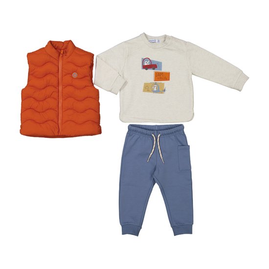 Mayoral 3 Piece Top Gilet Joggers Set Style 2640 - Orange