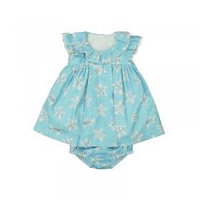Mayoral Turtle Print Dress & Nappy Cover Style 1830 - Capri Blue