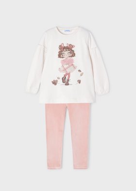 Mayoral L/S Top and Velvet Leggings Set Style 4765 - Rose