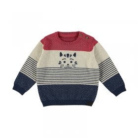 Mayoral Striped Jumper with Cat Face Detail Style 2379 - Red