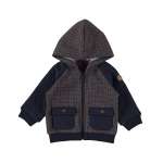 Mayoral Plain/Check Zip Front Hoodie Style 2423 - Blue Mix