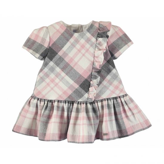 Mayoral Plaid/Check Dress with Frill Detail Style 2906 - Pink