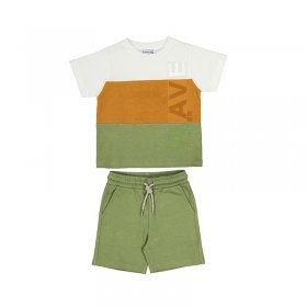 Mayoral Shorts & Wide Stripe T-Shirt Set Style 3609 - Paprika