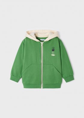 Mayoral Zip Front Hoodie Colour Bloc Hood Style 3456 - Green