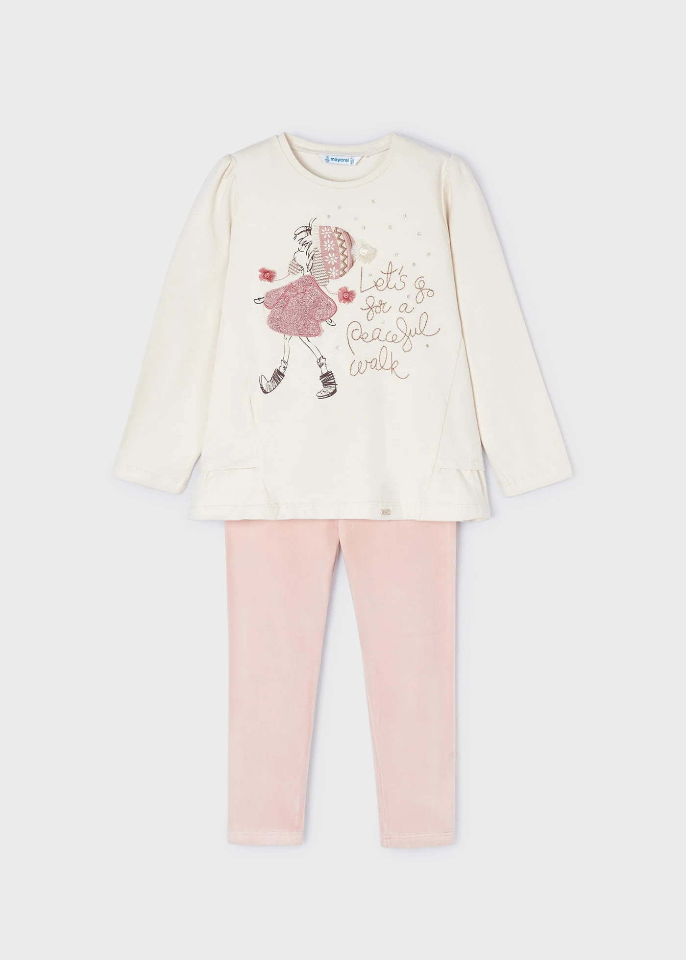 Mayoral Two-Piece Top & Velvet Leggings Set Style 4785 - Nude - £37.00 :  Greenswear, Greenswear - Childrens fashion and schoolwear